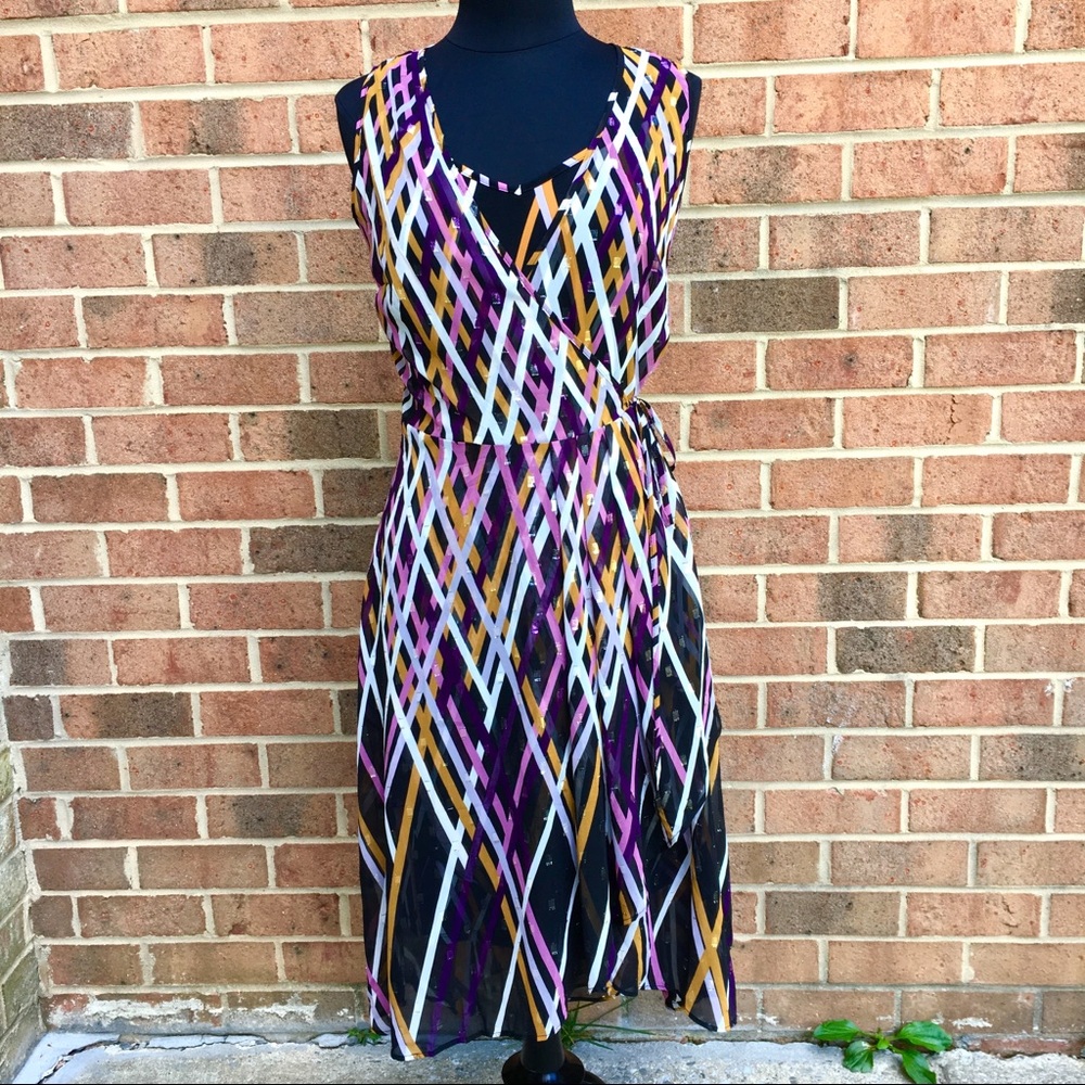 Jacquard faux wrap dress